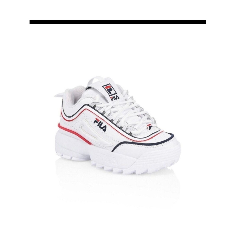 FILA Childrens Disruptor II Contrast Piping Color White Fila Navy Size 13